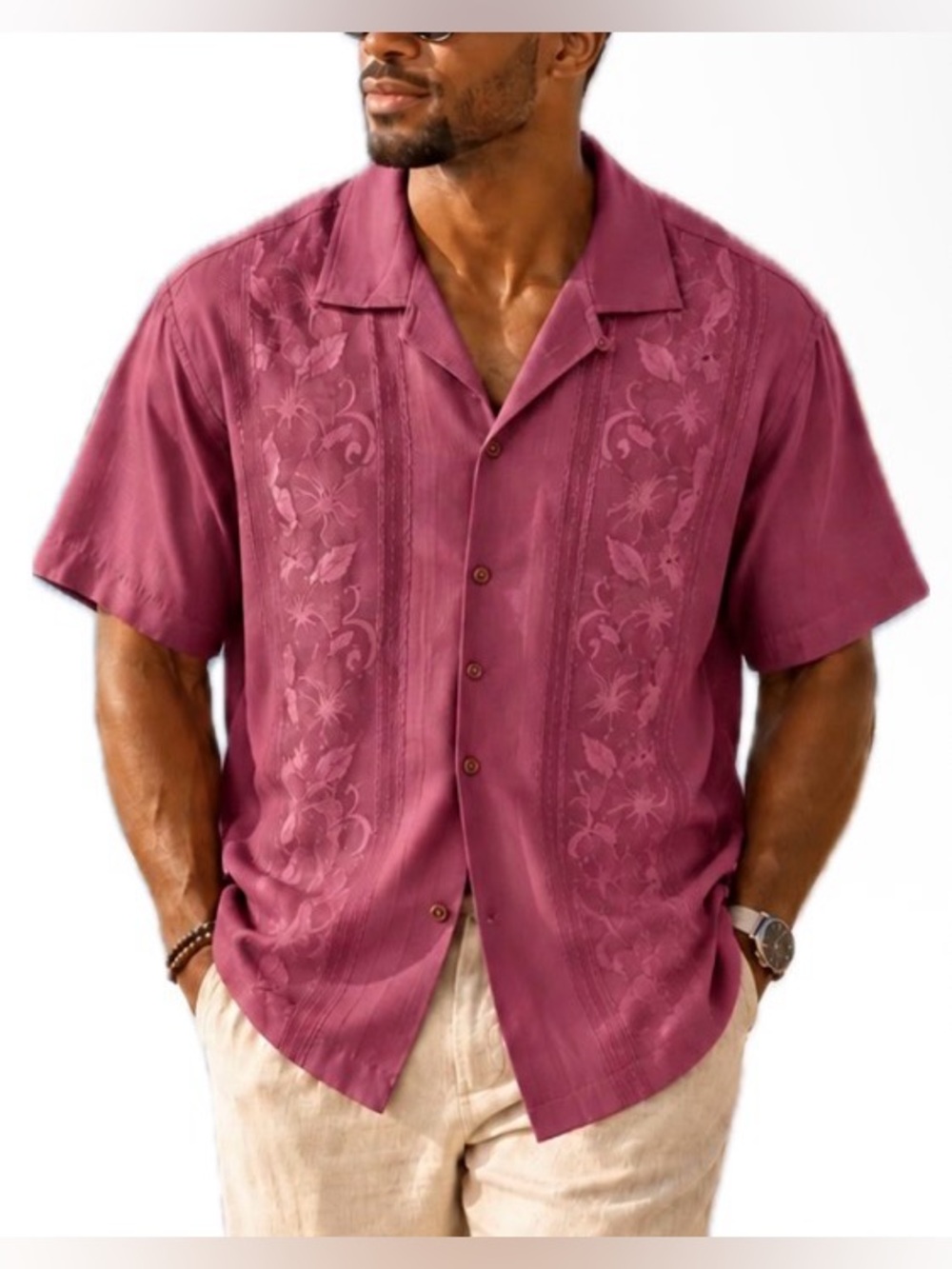 Pronto Uomo Silk Classic Fit Mauve Button Down Shirt. Men’s Size Large.